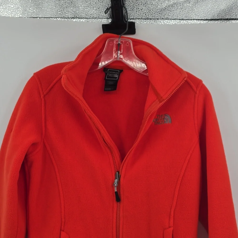 The North Face Orange Full Zip Fleece Jacket Women's Size XS.
